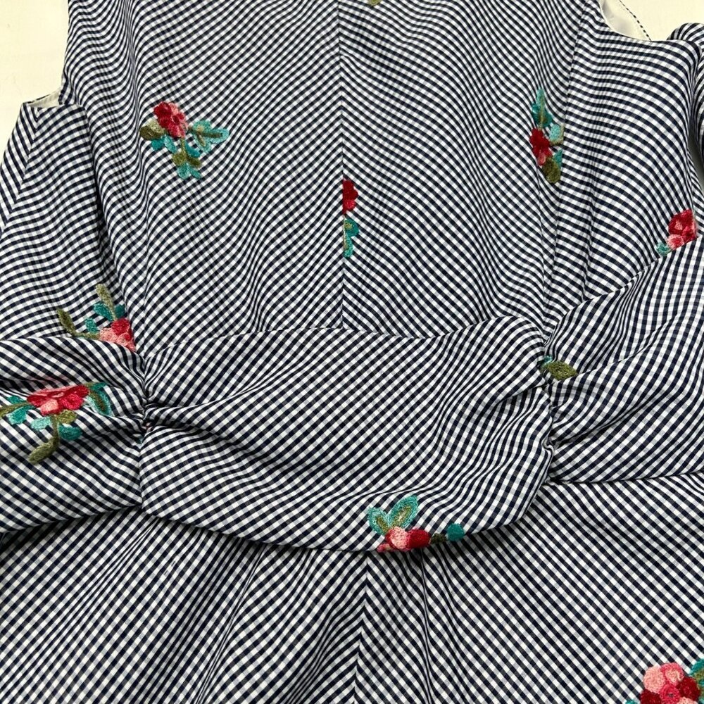 Anne Klein Gingham Floral Embroidered Maxi Dress Women's 6 - Picture 9 of 15